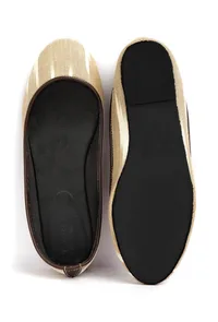 White and Beige Ikat Cruelty Free Leather Flat Ballerinas image 3