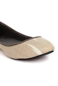 White and Beige Ikat Cruelty Free Leather Flat Ballerinas image 6
