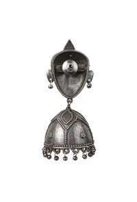 Krishna Face Motif Oxidized Jhumka Earrings image 5