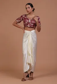 Maroon Color Raw Silk Embroidered Blouse image 2