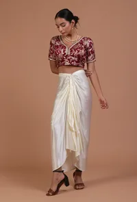 Maroon Color Raw Silk Embroidered Blouse image 3