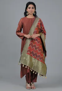 Rust Bandhani Brocade Dupatta image 2