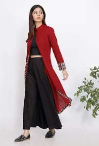 Marron A-line Slub Cape image 2