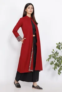 Marron A-line Slub Cape image 3