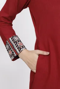 Marron A-line Slub Cape image 6