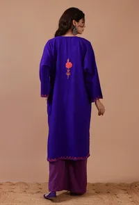 Blue Woolen Ari Embroidered Phiran- Free Size image 4