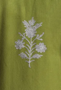 Avocado Green Aari Embroidered Kashmiri Phiran-Free Size image 6