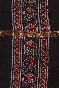 Red And Black Chanderi Dupatta with Ajrakh Print image 3