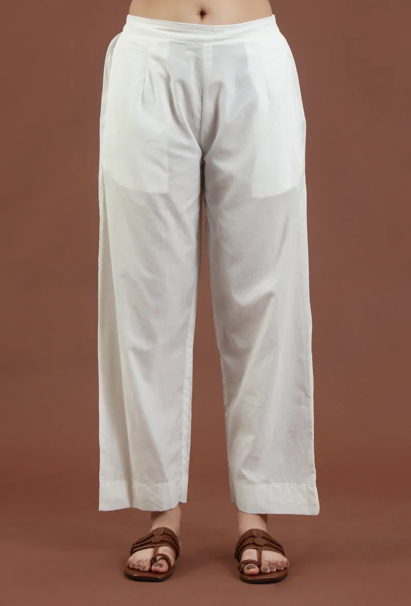 Solid Cotton Straight Pant