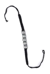 Set Of 2: Bini Black Thread & Antique Plated Brass Beaded Anklets image 2