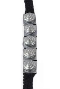 Set Of 2: Bini Black Thread & Antique Plated Brass Beaded Anklets image 3