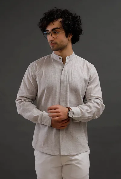 Grey Cotton Slim Fit Shirt