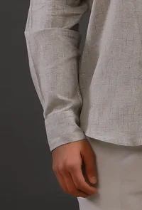 Grey Cotton Slim Fit Shirt image 4