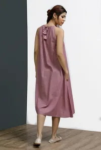 Onion Pink Front Neck Gathered Midi Dress image 4