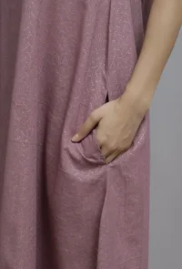 Onion Pink Front Neck Gathered Midi Dress image 6