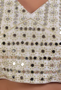 Mint Green Color Raw Silk Mirror Work Blouse image 5