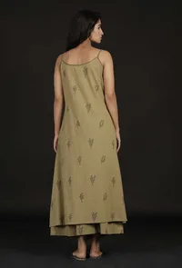 Set of 2: Okra Beige Handblock Slip and Skirt image 4
