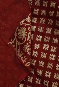Maroon Gold Foil Printed Chanderi Dupatta image 3