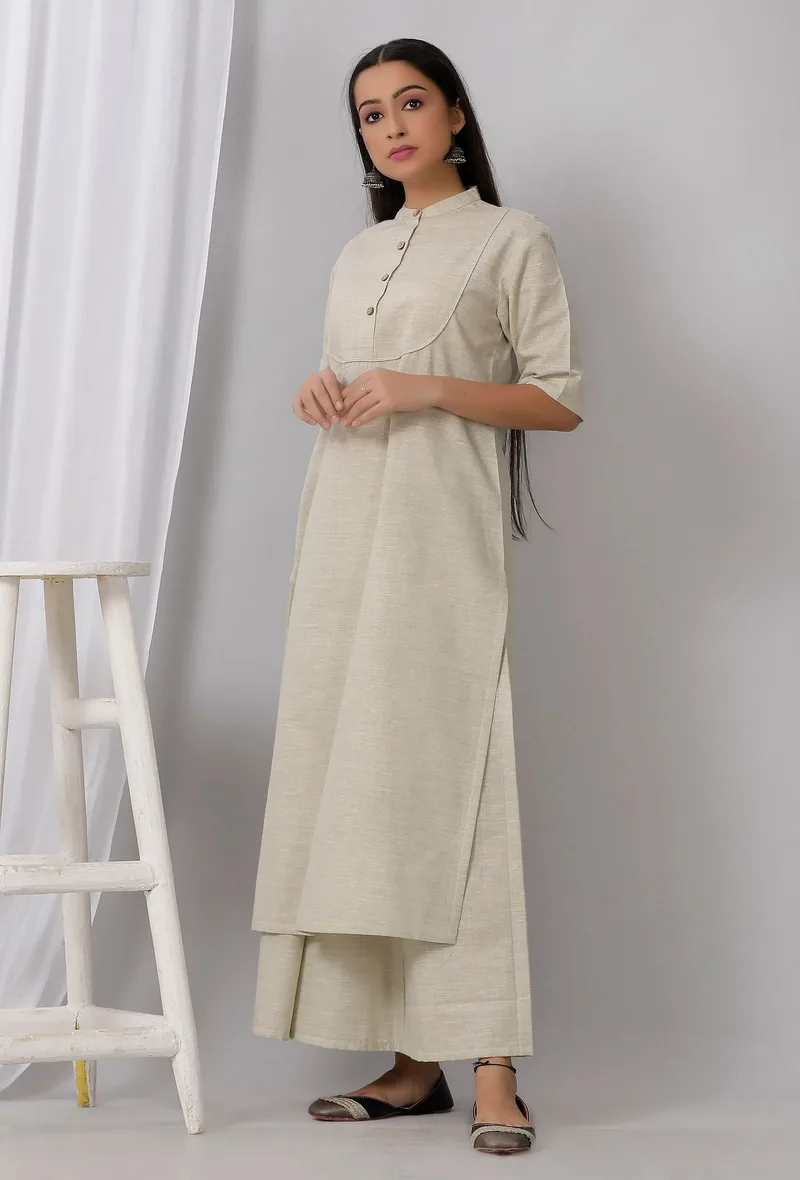 Sea Green Cotton Khadi Kurta