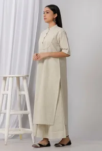 Sea Green Cotton Khadi Kurta image 3