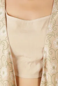 Beige Bandhani Asymmetrical Cape image 5