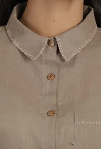 Set of 2 : Cream Cotton Shirt and Cotton Pallazo image 5