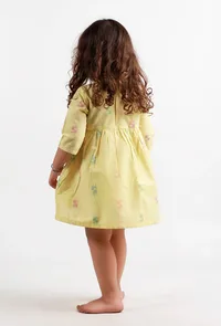 Yellow Full Sleeves Dobby Dress image 3