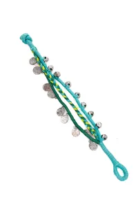 Set of 2: Multicolour Threaded German Silver Anklet image 2