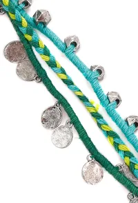 Set of 2: Multicolour Threaded German Silver Anklet image 3