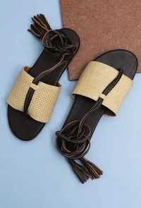 Umber Brown Cruelty Free Leather Flats image 1