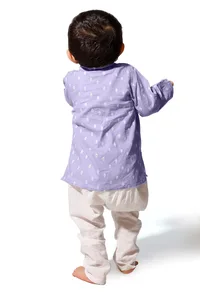 Tawny Blue Cotton Kurta Pyjama Set image 3