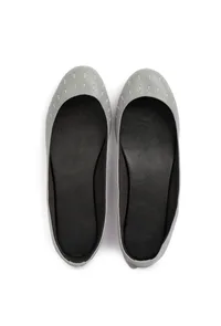 Steel Grey Cruelty Free Leather Flat Ballerinas image 2