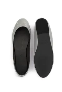 Steel Grey Cruelty Free Leather Flat Ballerinas image 3