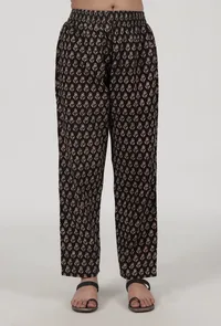 Ajrakh Printed Black Cotton Pant image 1
