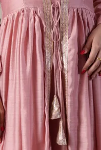 Lemonade Pink Chanderi Gota Lace Detailed Overlay image 6