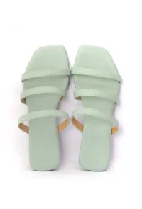 Mint Green Three Strap Cruelty Free Leather Flats image 3