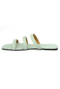 Mint Green Three Strap Cruelty Free Leather Flats image 5