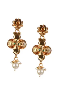 Mohra Temple Heritage Kemp Necklace Set with Pearls image 6