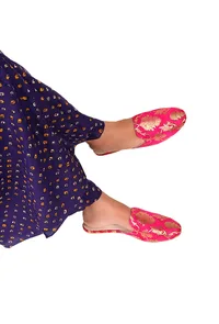 Royal Fuscia Brocade Slider Mules image 1