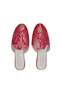 Royal Fuscia Brocade Slider Mules image 2