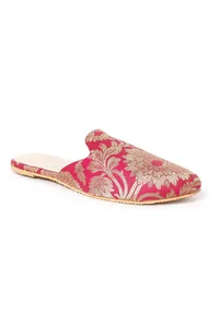 Royal Fuscia Brocade Slider Mules image 3