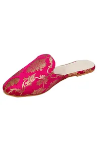 Royal Fuscia Brocade Slider Mules image 4
