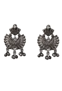 White Kundan Textured Ghungroo Danglers image 2
