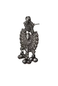 White Kundan Textured Ghungroo Danglers image 3