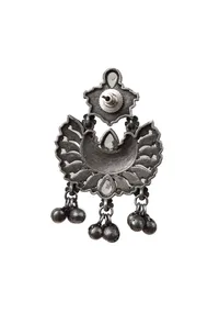 White Kundan Textured Ghungroo Danglers image 4