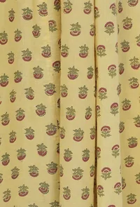 Yellow Long Gathered Hand-Block Printed Cotton Kurta image 5