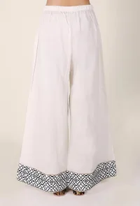 Dark Green Handblocked Gota Work Cotton Palazzo image 3