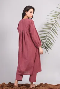 Plum Kantha Cotton Kurta image 4