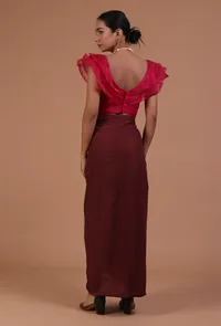 Dark Pink Color Organza Plain Blouse image 5