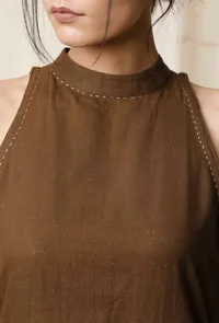 Set of 2: Mehendi Halter Neck Kurta & Cotton Culottes image 6